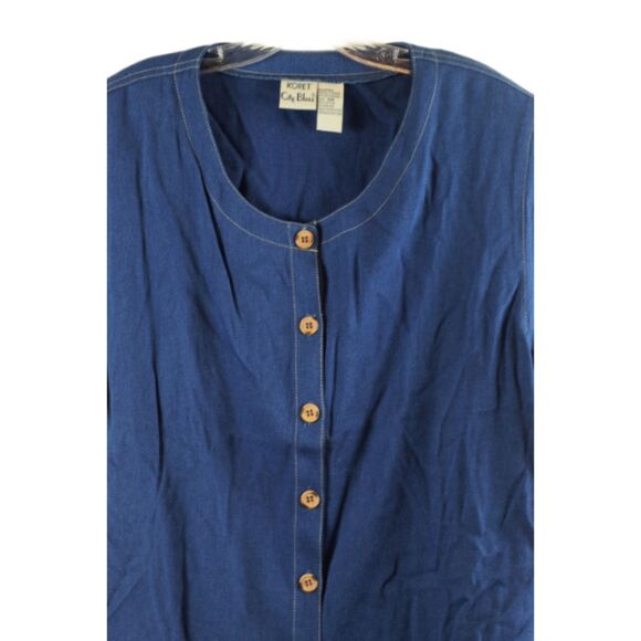 Venezia Blue Women's Top Blouse Button Up Collared Short Sleeve 20 062 - Picture 4 of 6